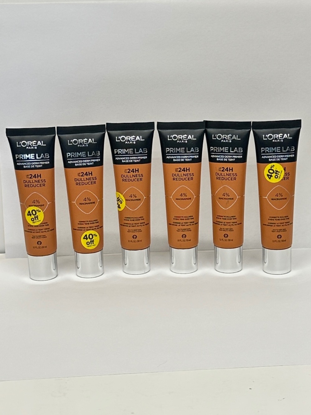 L'Oreal Paris Up to 24hr Lab Primer - Dullness Reducer - 1 fl oz LOT OF 6